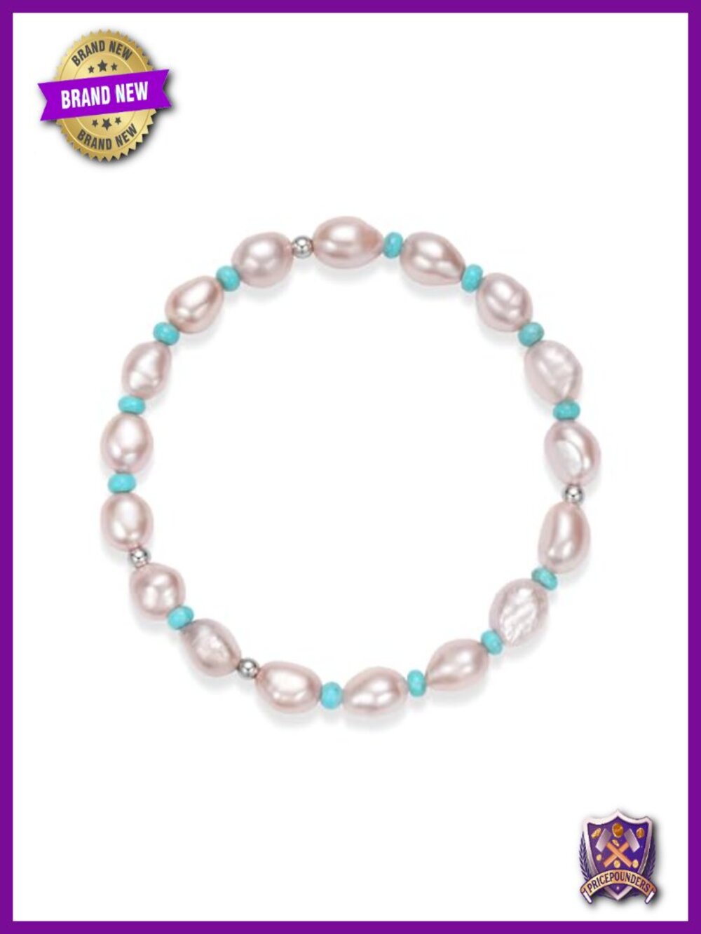 Freshwater Pearl Stretch Bracelet Women 8-10mm Turquoise Gift